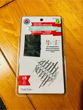 FREE!  Self-Threading Sewing Needles – Silver with White Card